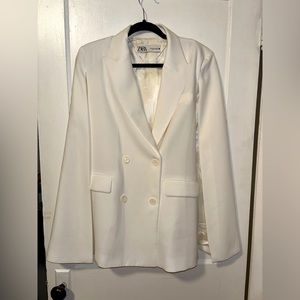 Zara white cape blazer